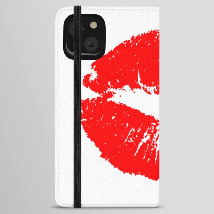 Red Sexy Lips Kiss Print Clipart Illustration iPhone Wallet Case