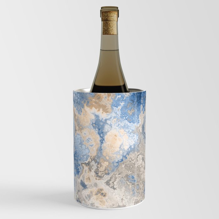 Dark Blue and Gray Liquid Ink Splash Wine Chiller