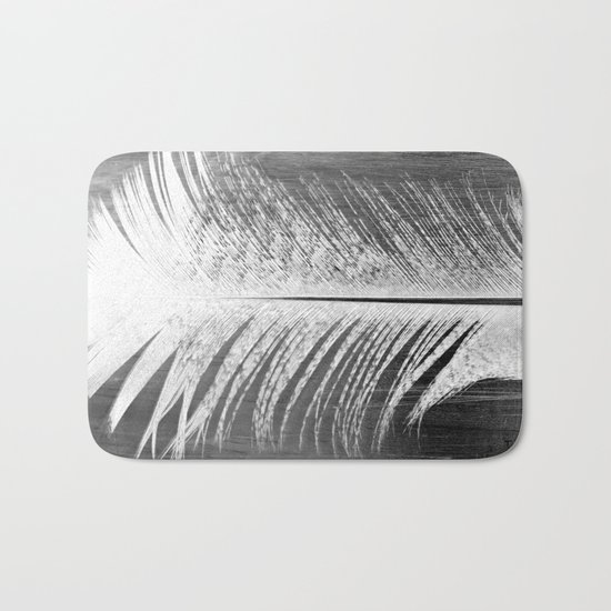 White and Grey Feather Bath Mat