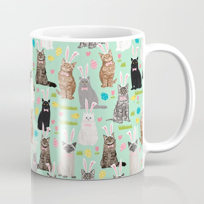 Cat easter bunny spring cute cat breeds cat lady kittens pattern Coffee Mug