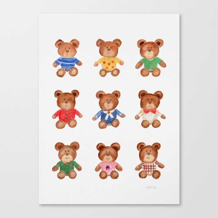 Preppy Teddy Bears  Canvas Print