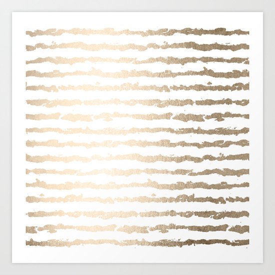White Gold Sands Ink Stripes Art Print