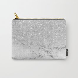 Modern faux grey silver glitter ombre white marble Carry-All Pouch