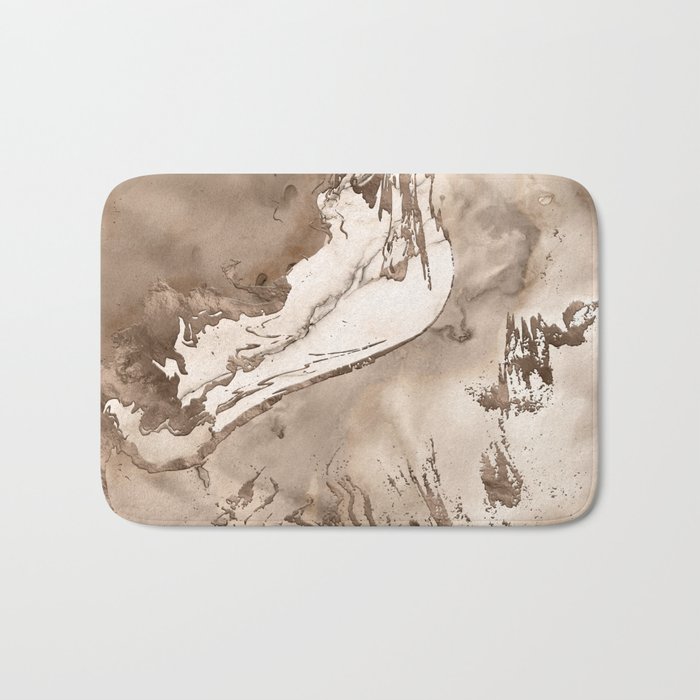 Taupe marble and gold abstract Bath Mat