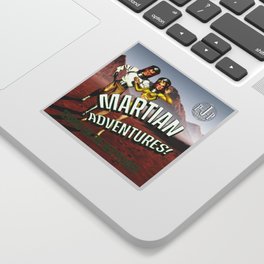 (Square) Martian Adventures! Retro Mars Planet B-Movie Poster! Science Fiction! Sticker