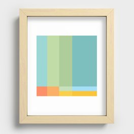 Geometric Modern Rectangle Square Design in Yellow and Turquoise Recessed Framed Print