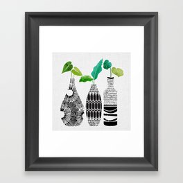 Plants in Black and White Vases Framed Art Print