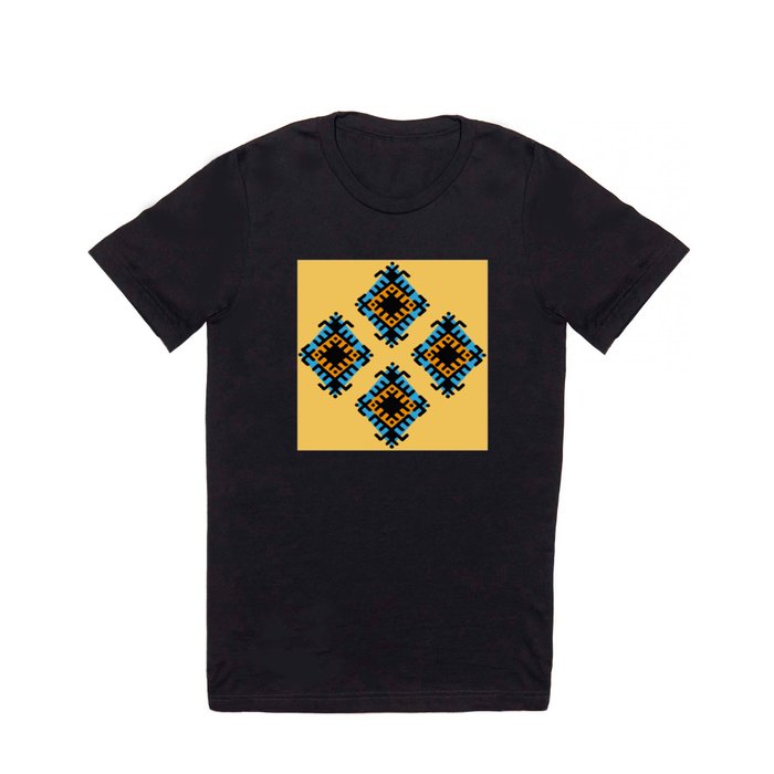 Aztec native geometric pattern tribal style tribal background bold colors mexican design T Shirt