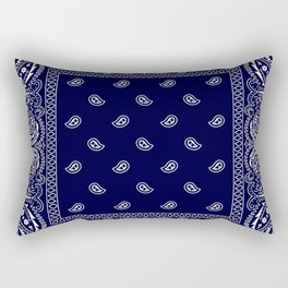 Bandana - Navy Blue - Southwestern - Paisley  Rectangular Pillow