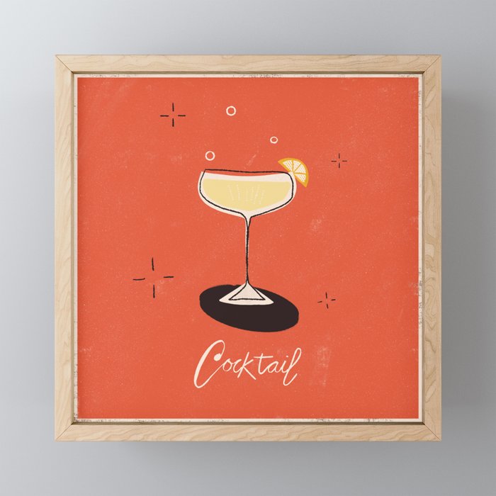 Retro cocktail/ gin fizz/ cocktail print Framed Mini Art Print