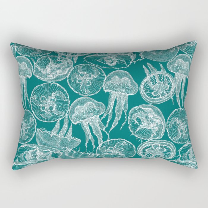 moon jellyfish turquoise Rectangular Pillow