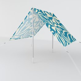 Groovy Flowers and Leaves in Light Yellow and Celadon Blue Sun Shade