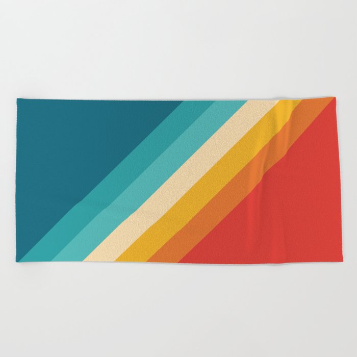 Classic 70s Vintage Style Retro Summer Vibes Stripes - Feruda Beach Towel