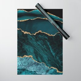 Teal Blue Emerald Marble Landscapes Wrapping Paper