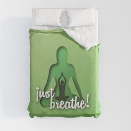 Yoga and meditation quotes paper cut out effect green Duvet Cover