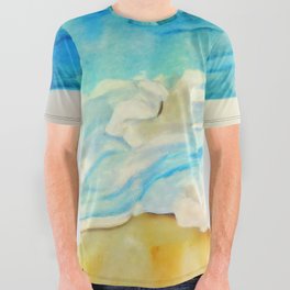 Blue Ocean Waves on the Horizon All Over Graphic Tee