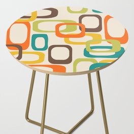 Overlapping Mid Century Modern Shapes- Orange Yellow Lime Green Teal and Brown on Beige Side Table