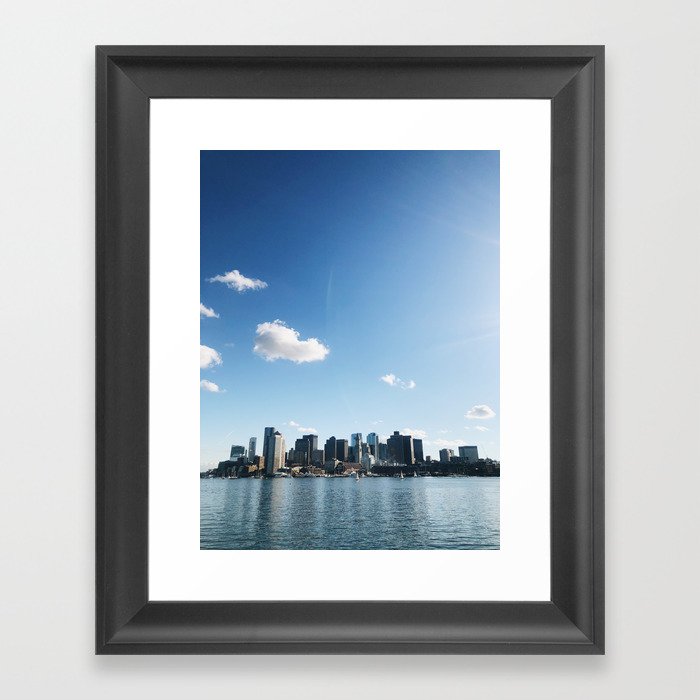 Boston City Skyline in the Sun Framed Art Print