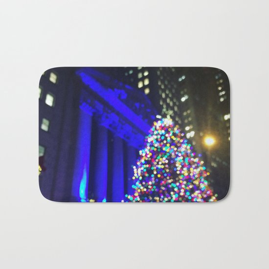 Wall Street Christmas, NYC Holiday Tree Lights Bath Mat