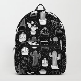 Black & White Cactus Doodle Pattern Backpack