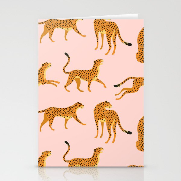 Leopard jaguar pink memphis pattern Stationery Cards