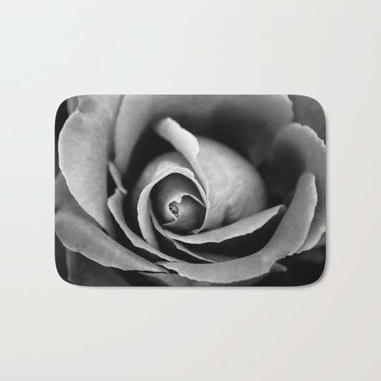 Black and White Rose Bath Mat