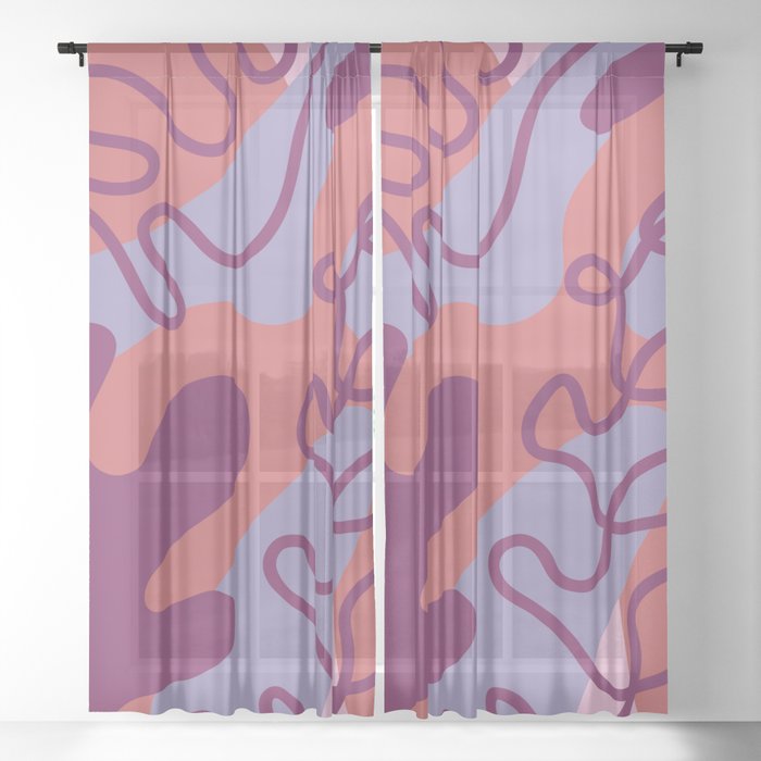 Abstract line shape fern 7 Sheer Curtain