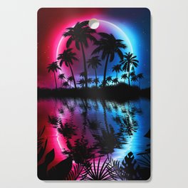 Neon landscape: Neon circle on a tropical beach Cutting Board