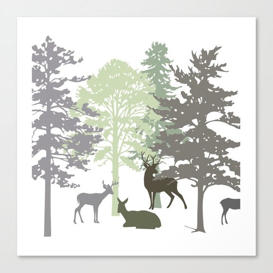 Morning Deer In The Woods No. 1 Canvas Print