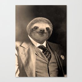 Gentleman Sloth with Monocle Canvas Print