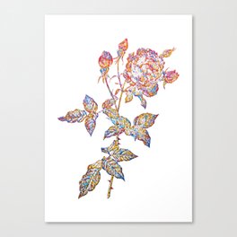 Floral Provence Rose Mosaic on White Canvas Print