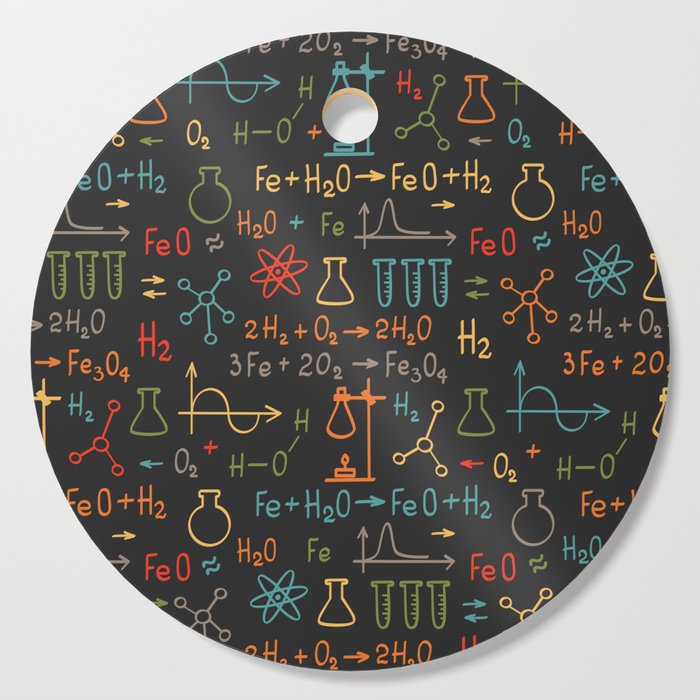 Hand draw chemistry on black background. Vintage seamless pattern.  Cutting Board