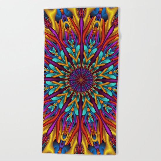 Amazing colors 3D mandala Beach Towel