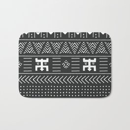 Black and white tribal ethnic pattern with geometric elements, traditional African mud cloth, tribal design, vintage illustration Bath Mat