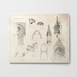 Gothic Details Metal Print | Ink, Drawn, Traditional, Handdrawn, Oldschool, Retro, Architecture, Gothic, Architectural, Cathedral 