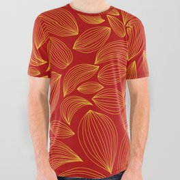 Red & Gold Abstract All Over Graphic Tee