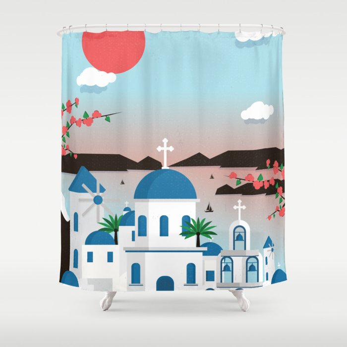 Santorini Shower Curtain By Joannajelly Society6