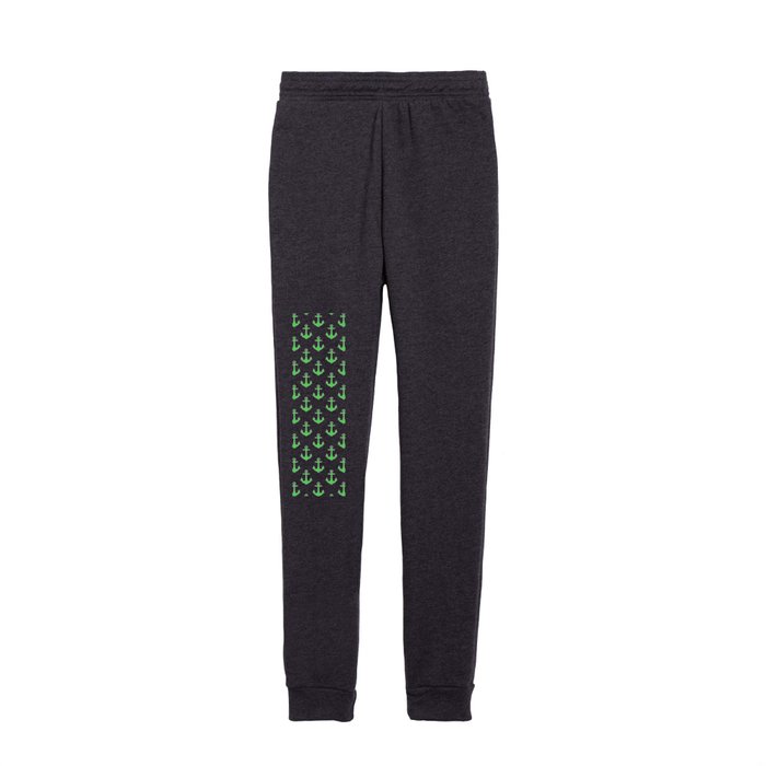Anchors (Green & White Pattern) Kids Joggers