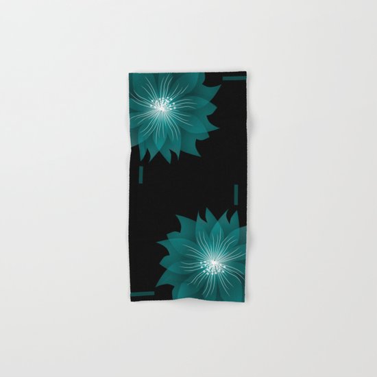 Blue flower on a black background . Hand & Bath Towel