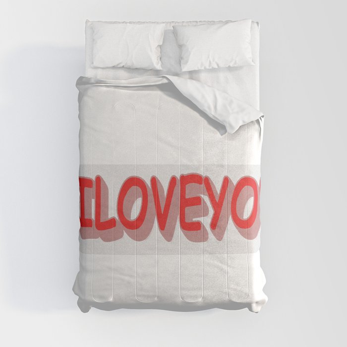 Cute Expression Design "#ILOVEYOU". Buy Now Comforter