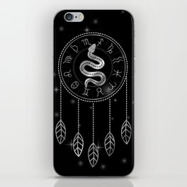 Dreamcatcher Zodiac symbols astrology horoscope signs with mystic snake in silver	 iPhone Skin