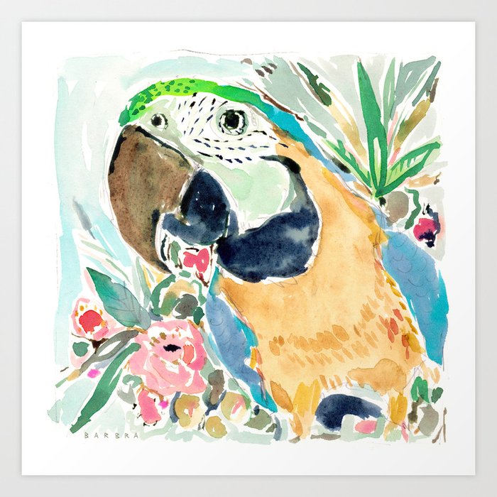 GOLDIE the Macaw Art Print