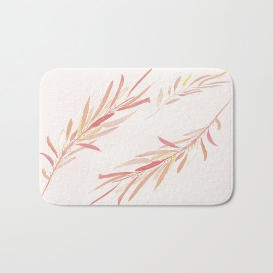 Eucalyptus Leaves Pink Bath Mat