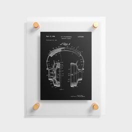 Headphones Patent - White on Black Floating Acrylic Print
