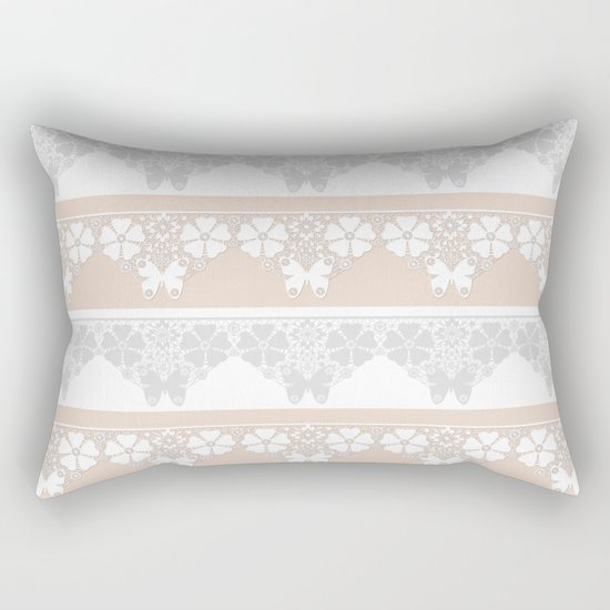 Peach-colored lace . Rectangular Pillow