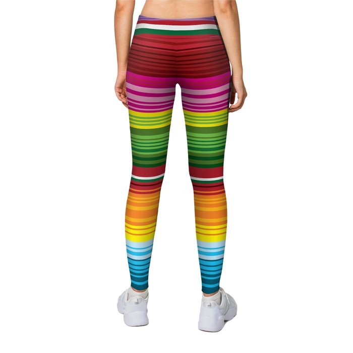 Mexican Blanket - Rainbow Striped Leggings