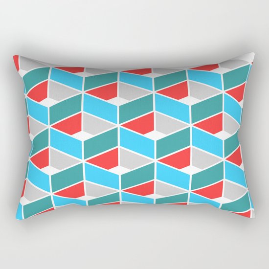 Simple Pattern Blue and Red Rectangular Pillow