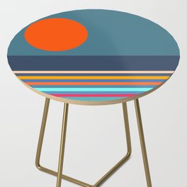 Lina - Colorful Sunset Retro Abstract Geometric Minimalistic Design Pattern Side Table