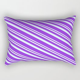[ Thumbnail: Light Cyan & Purple Colored Stripes Pattern Rectangular Pillow ]