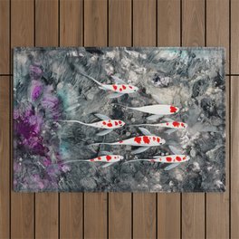 Koi Fish on Surrealism Background Outdoor Rug